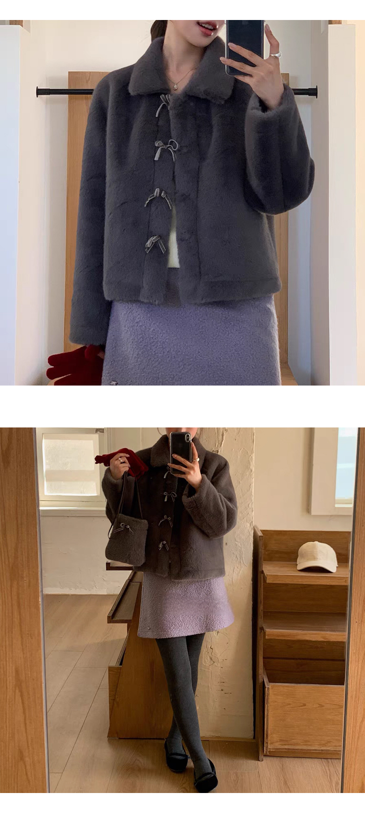 무료/ONN/[JK350] 고퀄리티 극찬룩 데일리 코디리본 밍크 무스탕 가방 세트 명품패턴 활용도 높은 디자인
