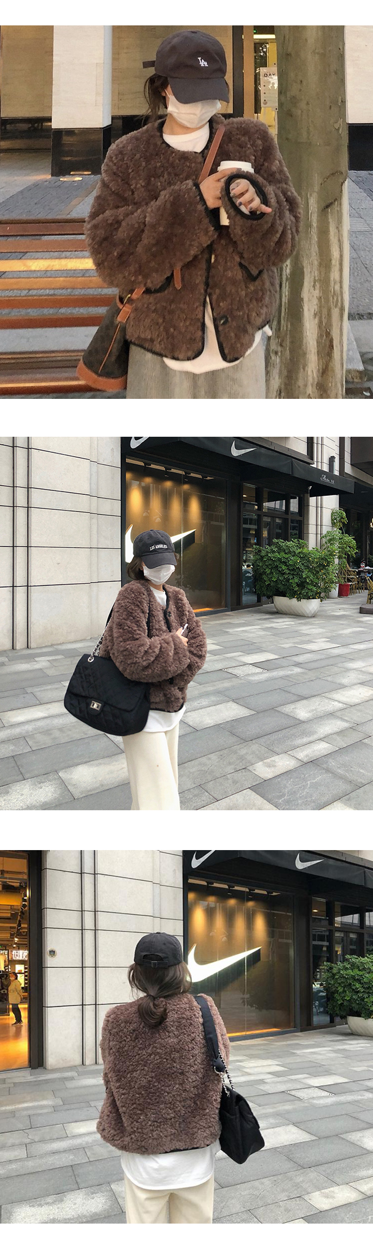 ONN/무료/ [JK243] 배색 라인 페이크 퍼 자켓 스타일링 아이템, 넉넉한 사이즈, 체형커버 ,세련된,감각적인 ,러블리