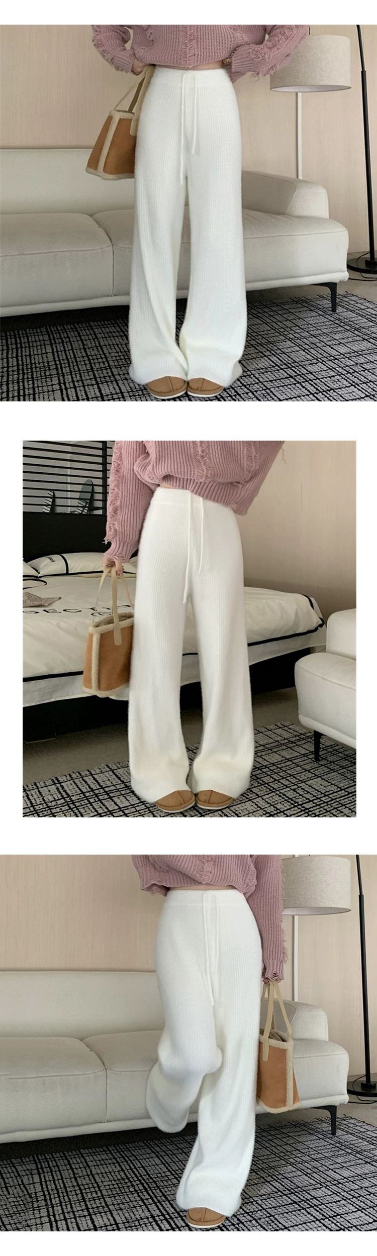 ONN/무료/[PT250]앙고라 니트 팬츠 넉넉한 사이즈, 체형커버 ,세련된,감각적인