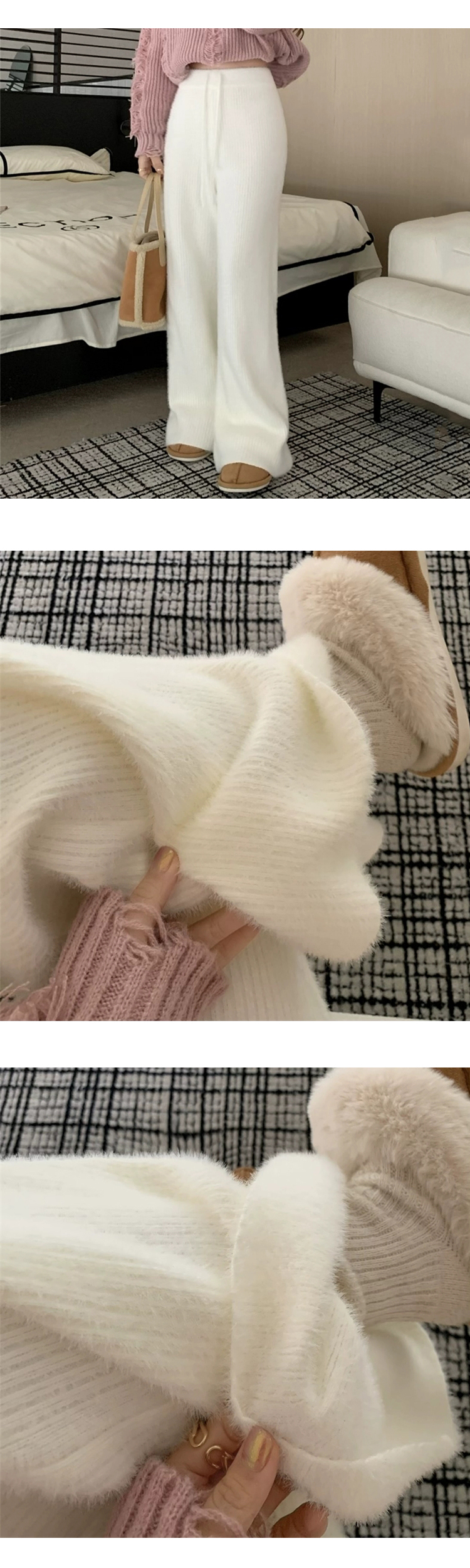 ONN/무료/[PT250]앙고라 니트 팬츠 넉넉한 사이즈, 체형커버 ,세련된,감각적인