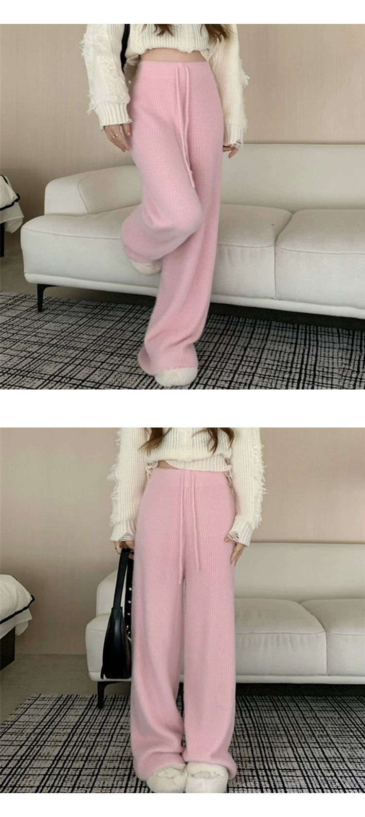 ONN/무료/[PT250]앙고라 니트 팬츠 넉넉한 사이즈, 체형커버 ,세련된,감각적인