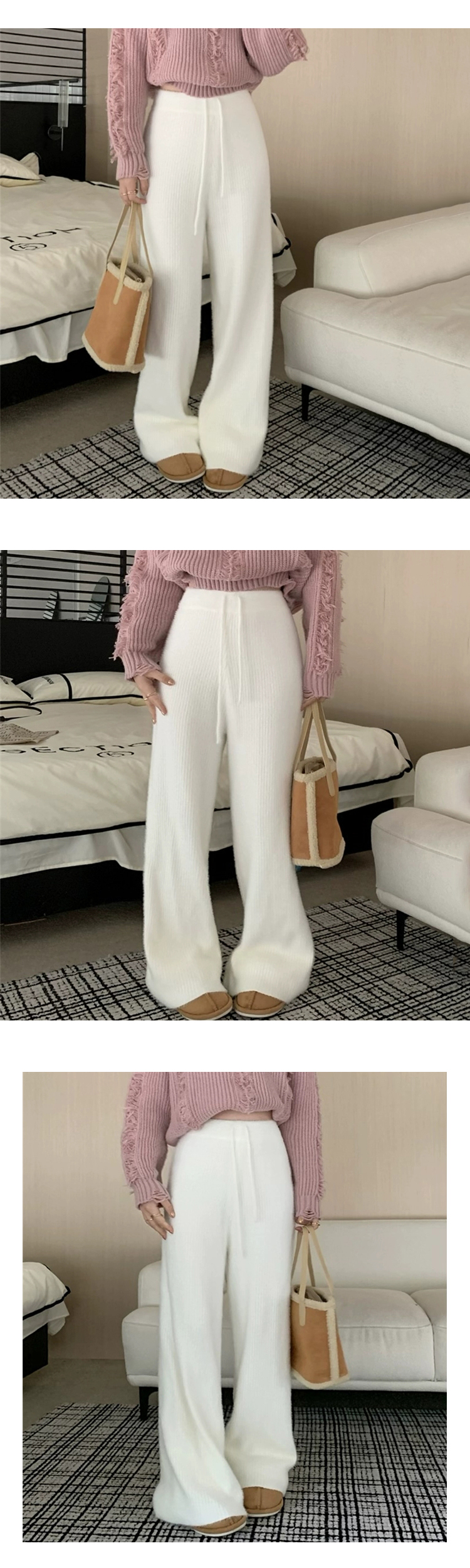 ONN/무료/[PT250]앙고라 니트 팬츠 넉넉한 사이즈, 체형커버 ,세련된,감각적인