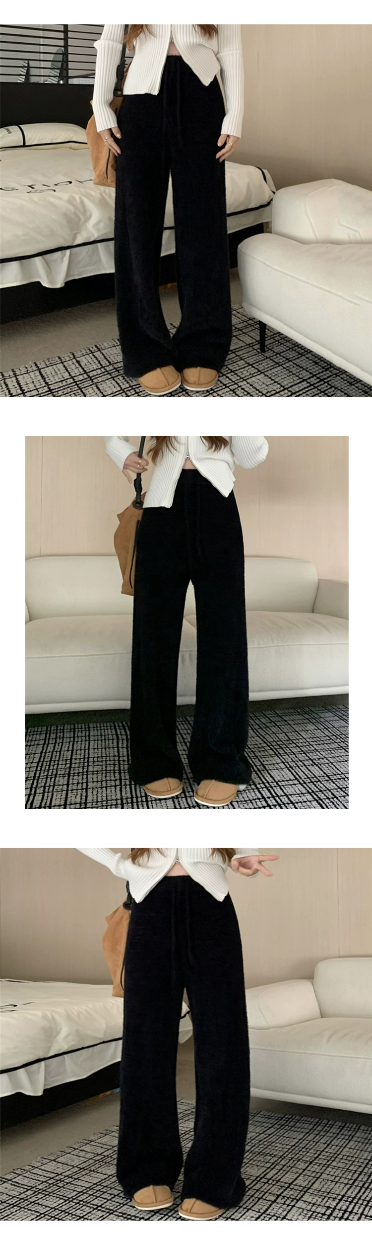 ONN/무료/[PT250]앙고라 니트 팬츠 넉넉한 사이즈, 체형커버 ,세련된,감각적인