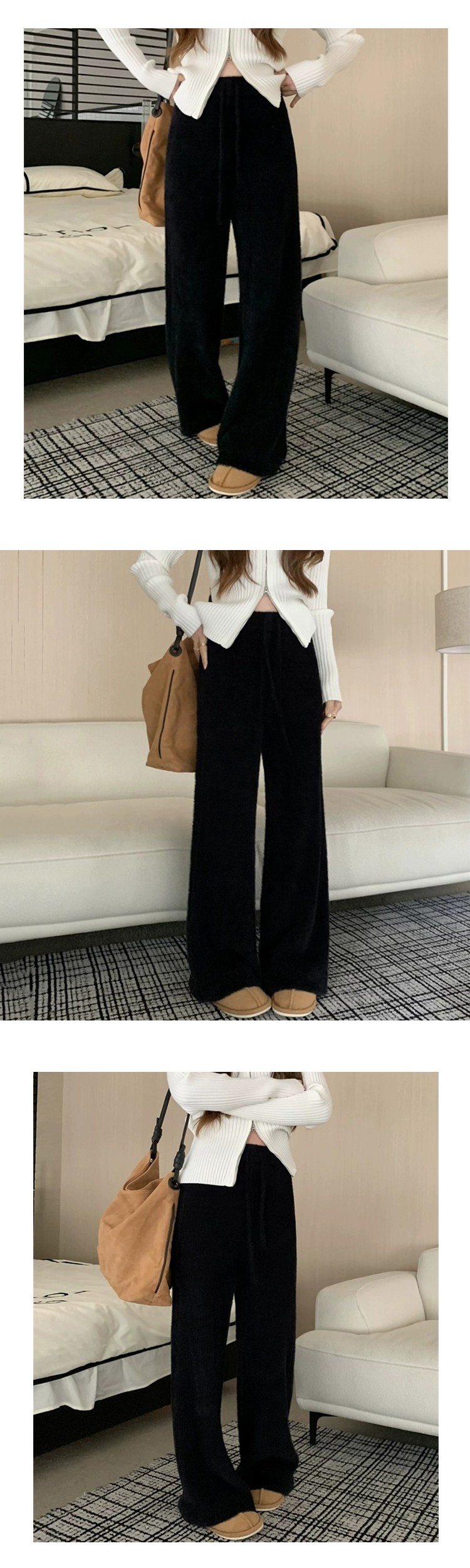 ONN/무료/[PT250]앙고라 니트 팬츠 넉넉한 사이즈, 체형커버 ,세련된,감각적인