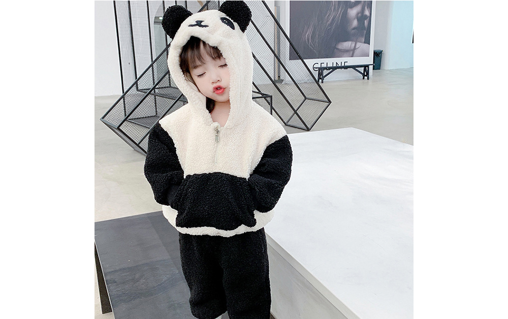 DOO/무료/11220154 남녀 상하복 팬더 토끼 양털 상하복 기모 남녀공용 겨울 따뜻한 한벌 세트옷