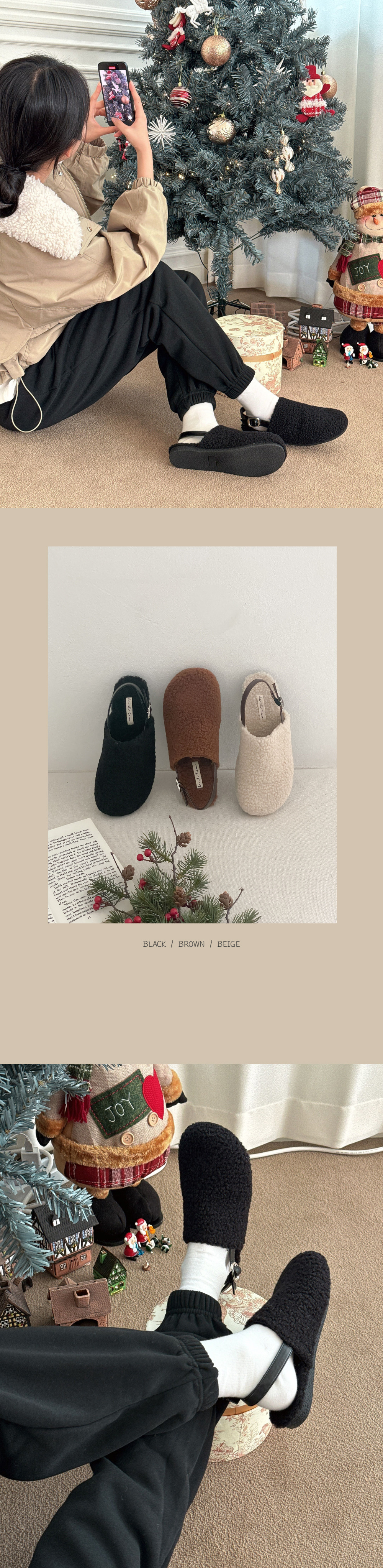 [LUC] IM.5113(털안감) 라운드 스퀘어토 체인 블로퍼(3cm) 엣지 슬리퍼 여성스런 신입생화  퍼샌들 단아한 슈즈