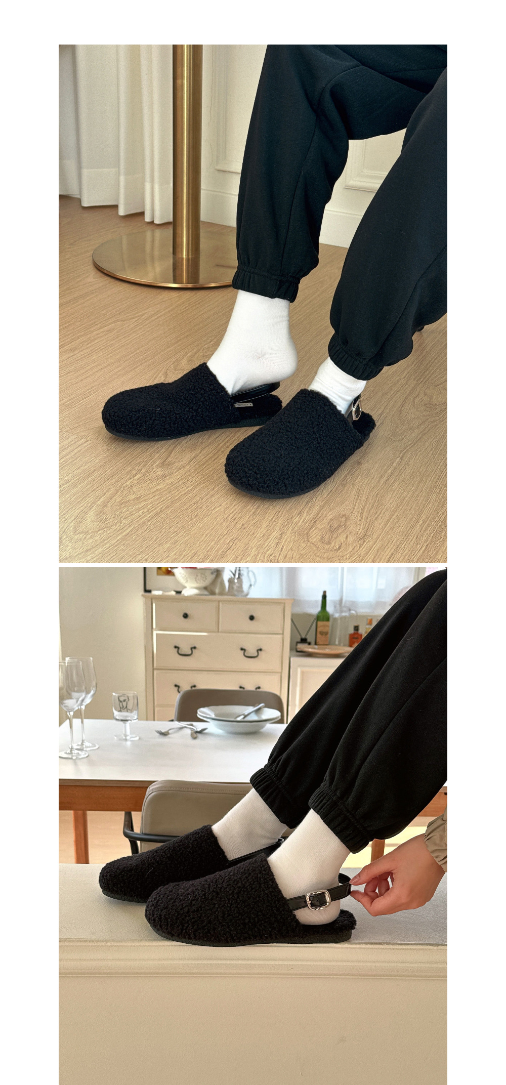 [LUC] IM.5113(털안감) 라운드 스퀘어토 체인 블로퍼(3cm) 엣지 슬리퍼 여성스런 신입생화  퍼샌들 단아한 슈즈