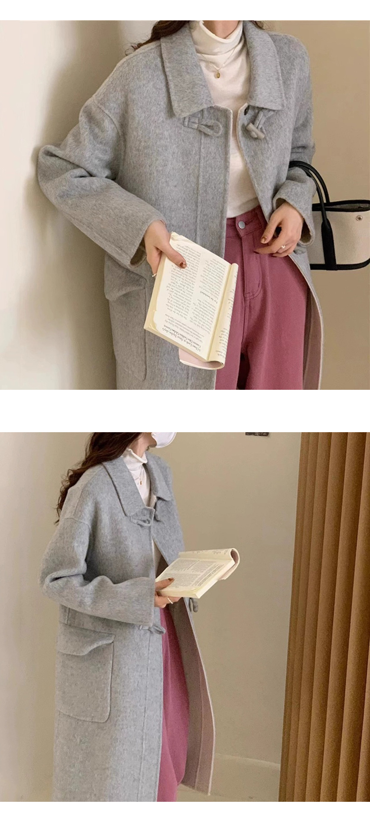 [ONN/ [CT124] 핸드메이드 울 떡볶이 롱 코트 - 소재 / 부드러운 코트 /넉넉한 사이즈/체형커버/세련된/여성코트