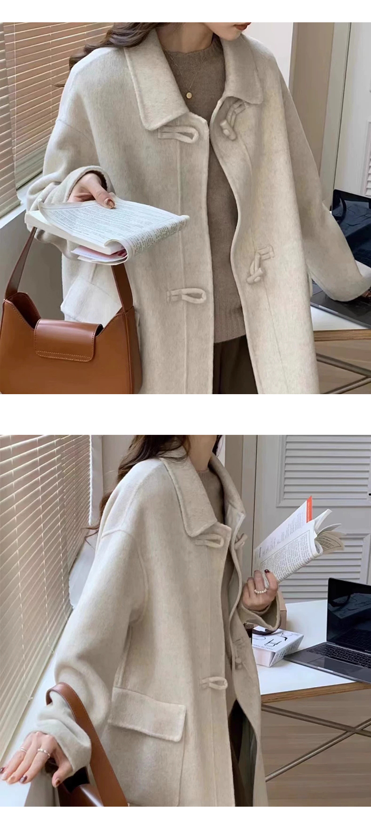 [ONN/ [CT124] 핸드메이드 울 떡볶이 롱 코트 - 소재 / 부드러운 코트 /넉넉한 사이즈/체형커버/세련된/여성코트