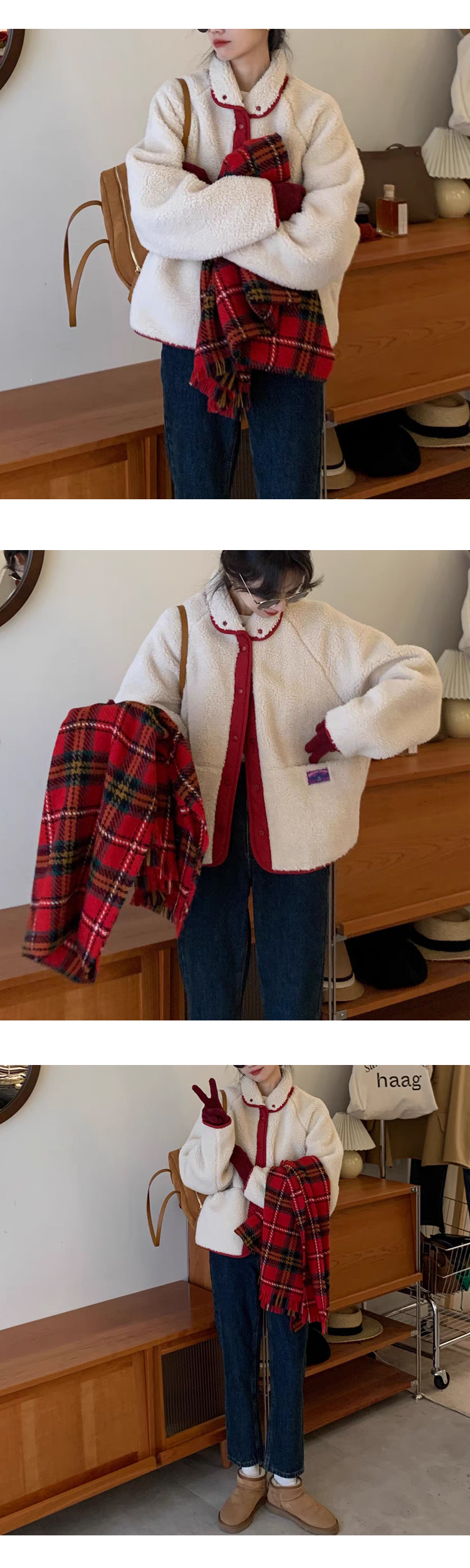 [ONN/ [JP137]리버시블 뽀글이 점퍼/ 부드러운 코트 /넉넉한 사이즈/체형커버/귀여운핏/여성코트