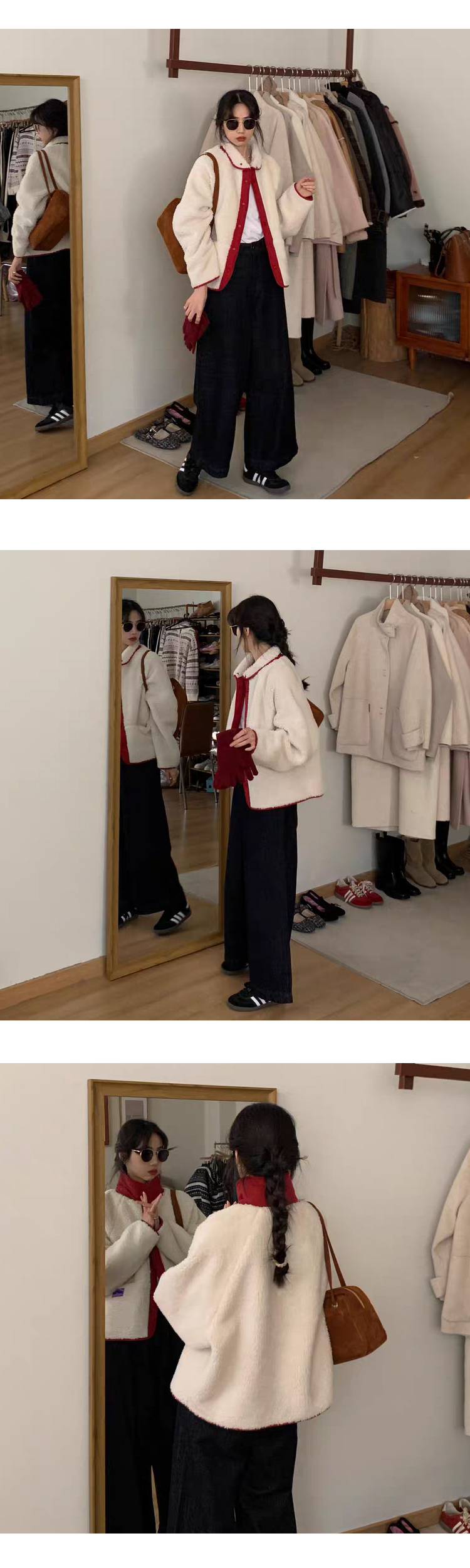 [ONN/ [JP137]리버시블 뽀글이 점퍼/ 부드러운 코트 /넉넉한 사이즈/체형커버/귀여운핏/여성코트