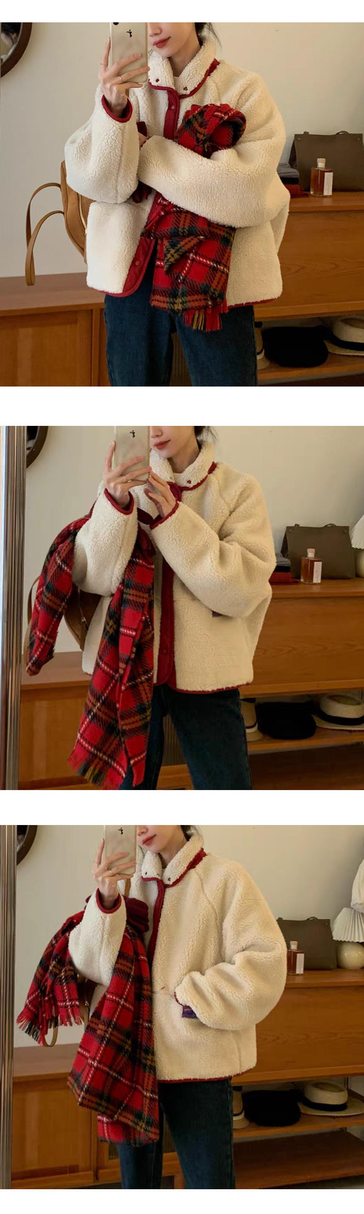 [ONN/ [JP137]리버시블 뽀글이 점퍼/ 부드러운 코트 /넉넉한 사이즈/체형커버/귀여운핏/여성코트