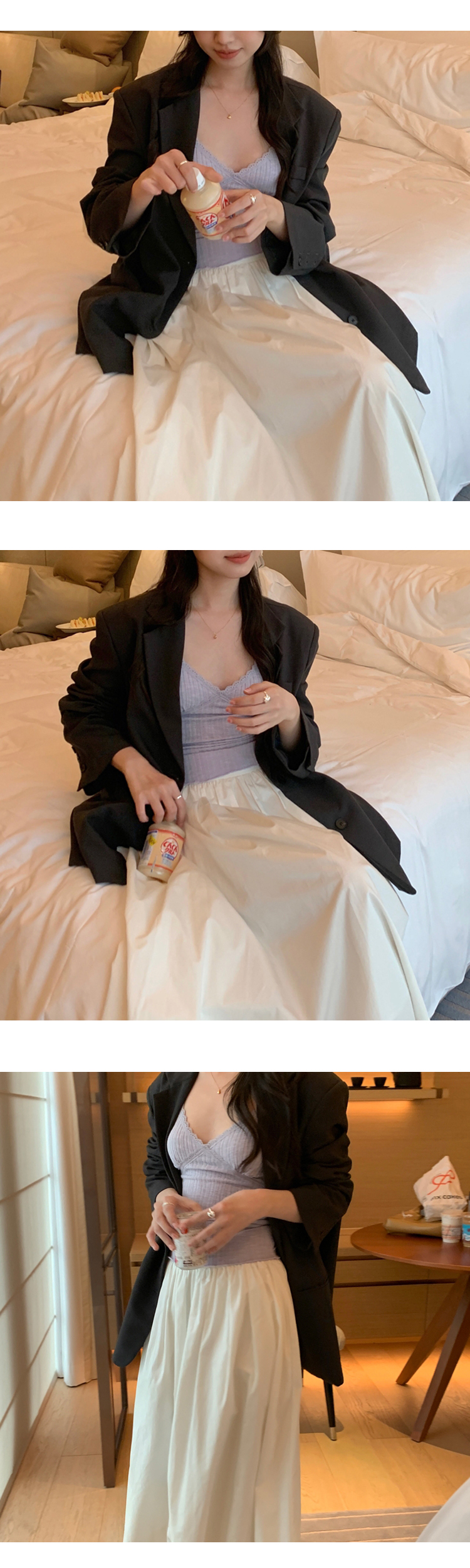 [ONN/ [T274]레이스 골지 끈나시/루즈핏/군살커버/프리미엄 소재/데일리/필수템/소프트한/이너웨어