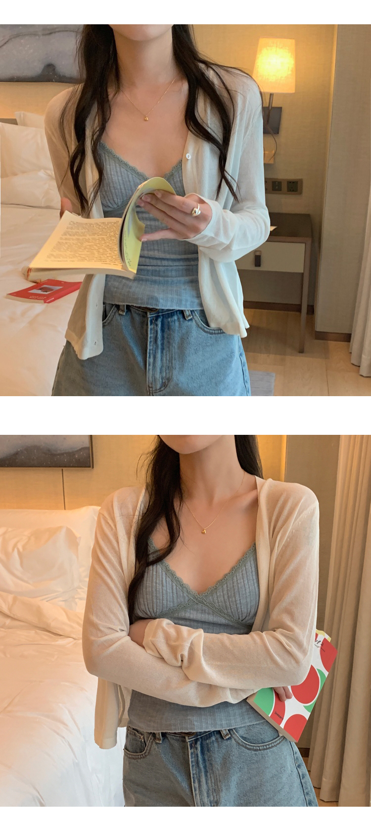 [ONN/ [T274]레이스 골지 끈나시/루즈핏/군살커버/프리미엄 소재/데일리/필수템/소프트한/이너웨어