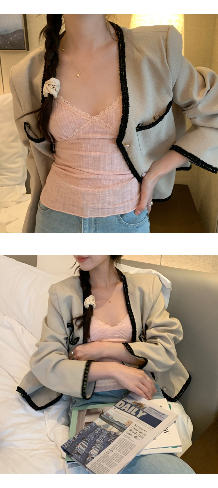 [ONN/ [T274]레이스 골지 끈나시/루즈핏/군살커버/프리미엄 소재/데일리/필수템/소프트한/이너웨어