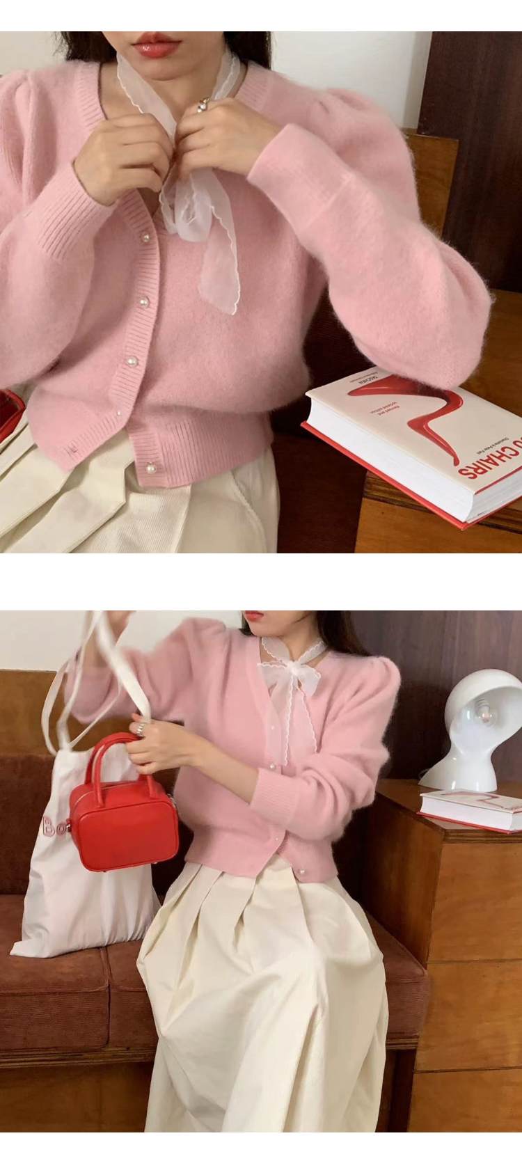 [ONN/ [CD530] 앙고라 브이넥 크롭 가디건/루즈핏/군살커버/프리미엄 소재/데일리/필수템/루즈핏