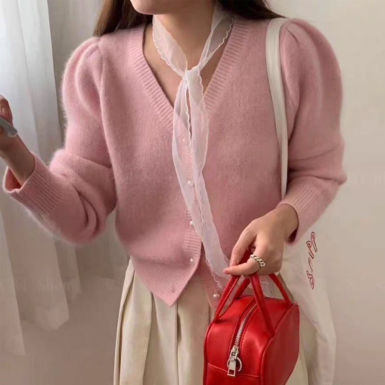 [ONN/ [CD530] 앙고라 브이넥 크롭 가디건/루즈핏/군살커버/프리미엄 소재/데일리/필수템/루즈핏