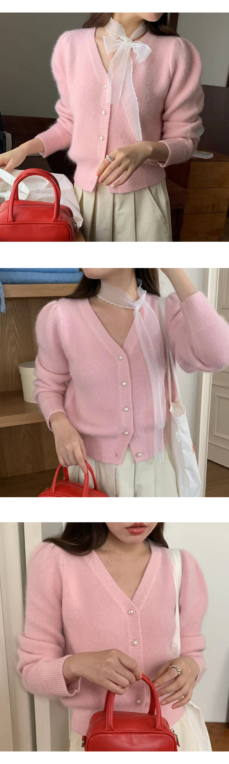 [ONN/ [CD530] 앙고라 브이넥 크롭 가디건/루즈핏/군살커버/프리미엄 소재/데일리/필수템/루즈핏