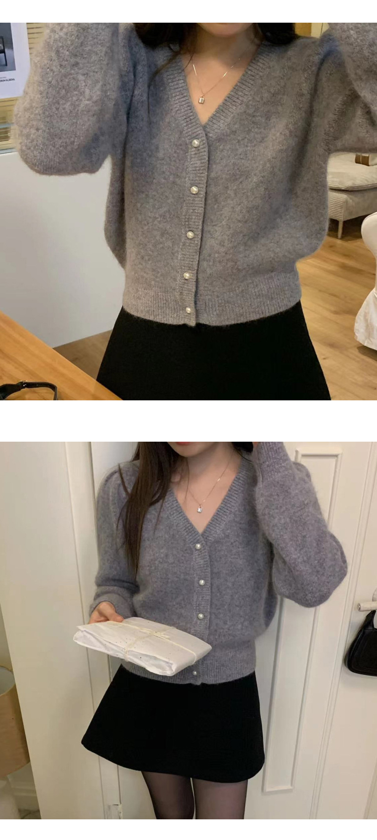 [ONN/ [CD530] 앙고라 브이넥 크롭 가디건/루즈핏/군살커버/프리미엄 소재/데일리/필수템/루즈핏