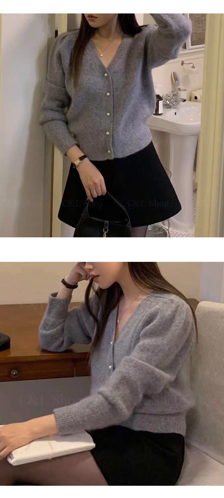 [ONN/ [CD530] 앙고라 브이넥 크롭 가디건/루즈핏/군살커버/프리미엄 소재/데일리/필수템/루즈핏