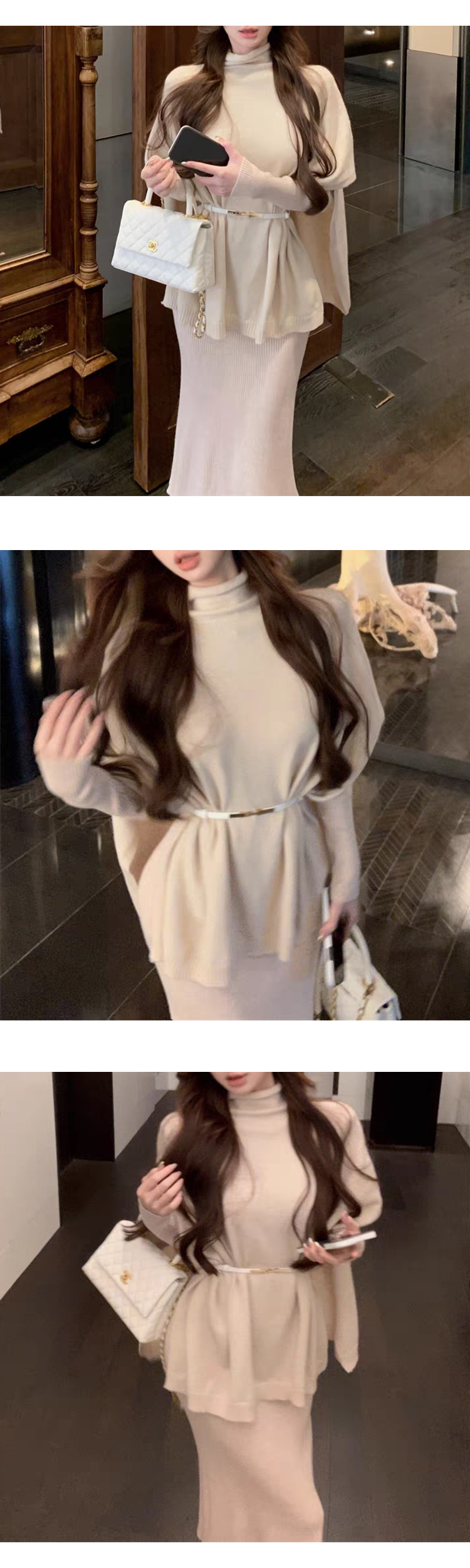 무료[ONN/[OPS1433]케이프 롱원피스 벨트 세트 /우아한/강력추천/모임룩/파티복/코디세트/여성정장