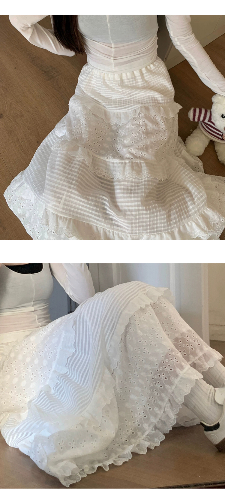  무료 [ONN/ [SK223]자수 펀칭 롱 스커트 / 데이트룩/ 매력적인/모던한 /모임룩/골반라인/날씬핏