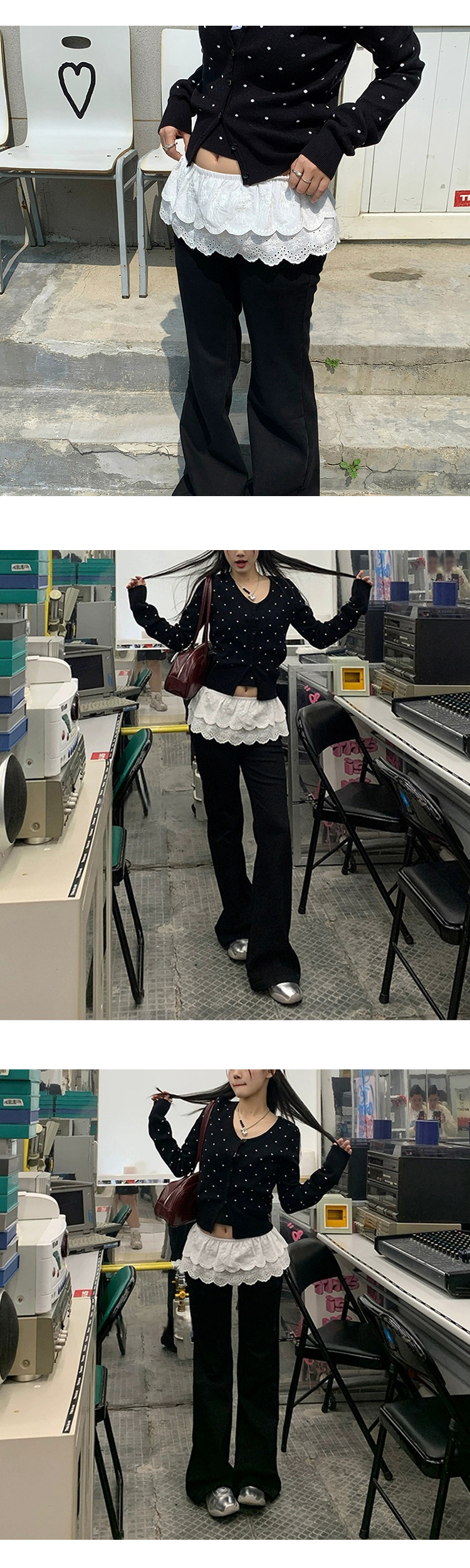 [ONN/[SK233]플라워 캉캉 미니 스커트/슬림핏/스타일리시한/프릴레이어/세련된/레이어드/이너웨어