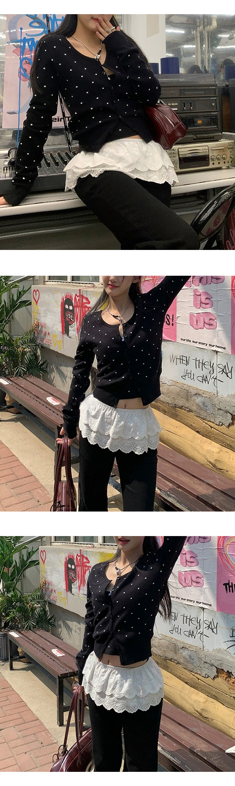 [ONN/[SK233]플라워 캉캉 미니 스커트/슬림핏/스타일리시한/프릴레이어/세련된/레이어드/이너웨어