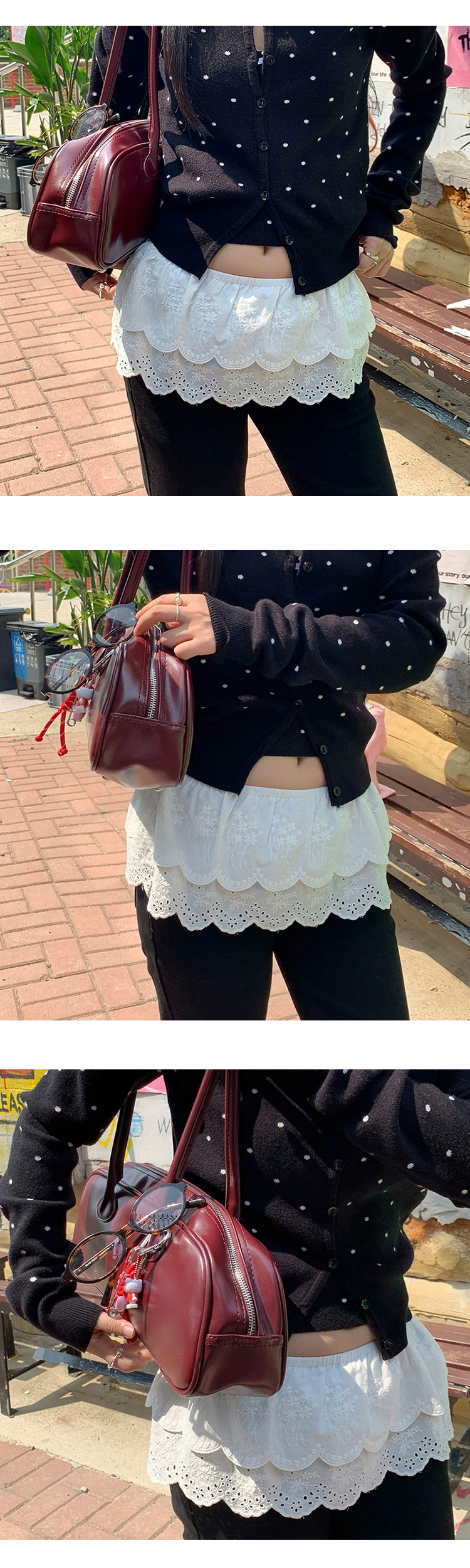 [ONN/[SK233]플라워 캉캉 미니 스커트/슬림핏/스타일리시한/프릴레이어/세련된/레이어드/이너웨어