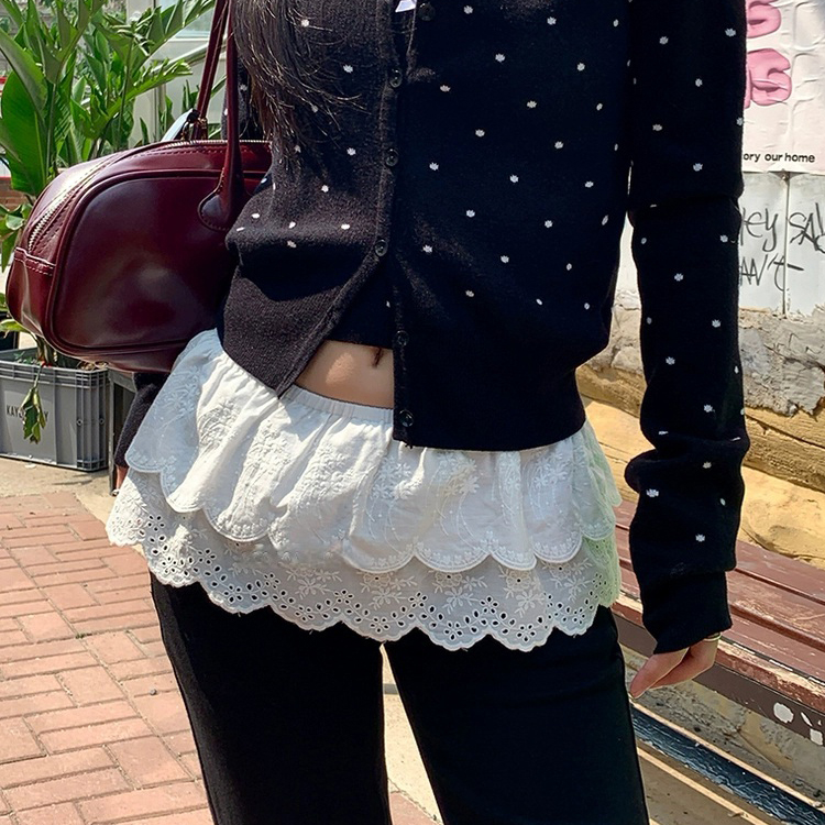 [ONN/[SK233]플라워 캉캉 미니 스커트/슬림핏/스타일리시한/프릴레이어/세련된/레이어드/이너웨어