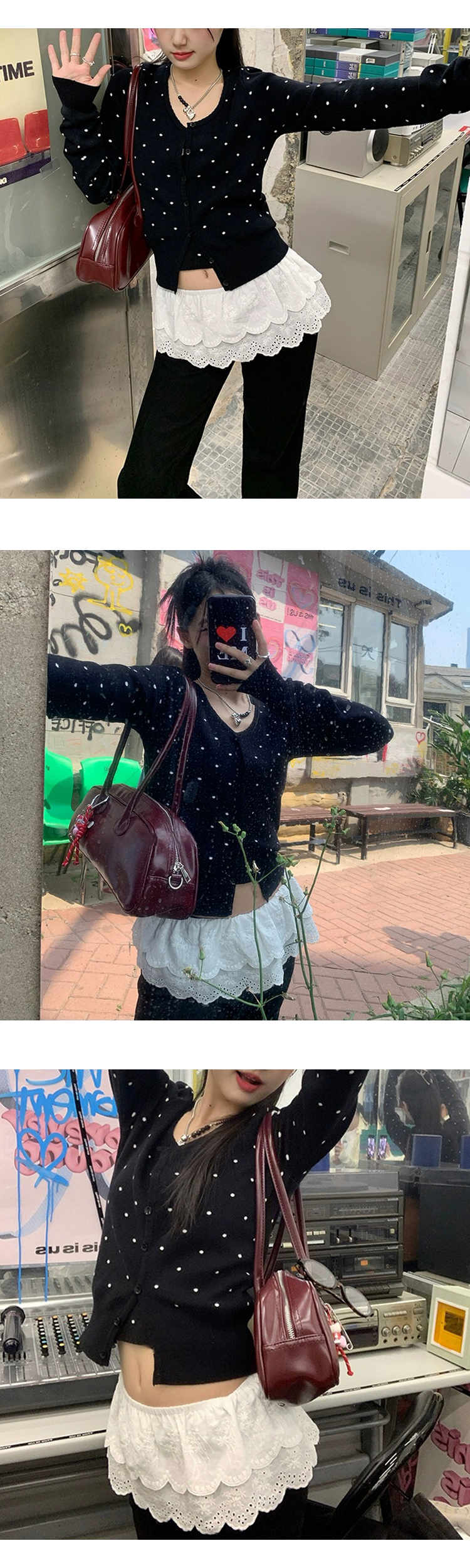[ONN/[SK233]플라워 캉캉 미니 스커트/슬림핏/스타일리시한/프릴레이어/세련된/레이어드/이너웨어