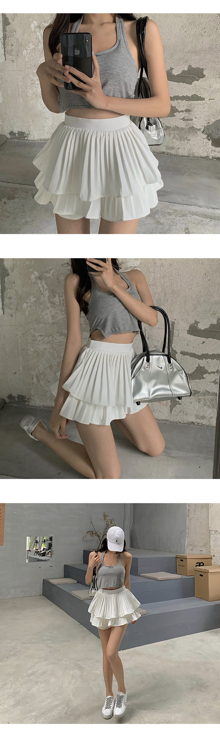 [ONN/[SK205] 2단 캉캉 주름 미니 스커트/세련된 디자인/강력추천/가성비 좋은/다양한 코디/골반라인/날씬핏
