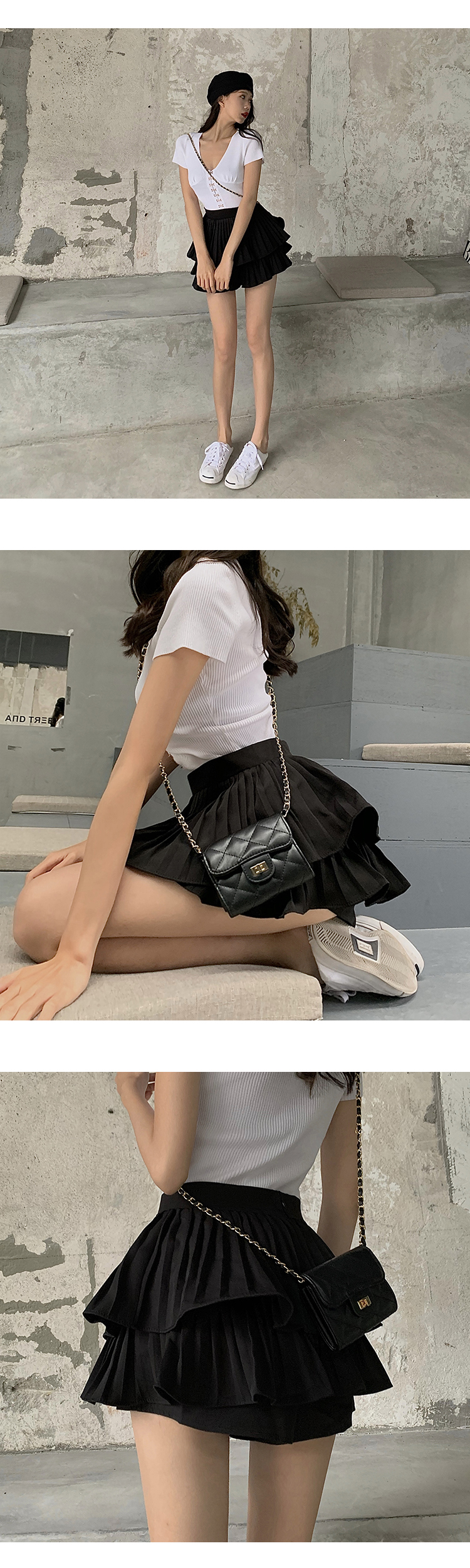 [ONN/[SK205] 2단 캉캉 주름 미니 스커트/세련된 디자인/강력추천/가성비 좋은/다양한 코디/골반라인/날씬핏