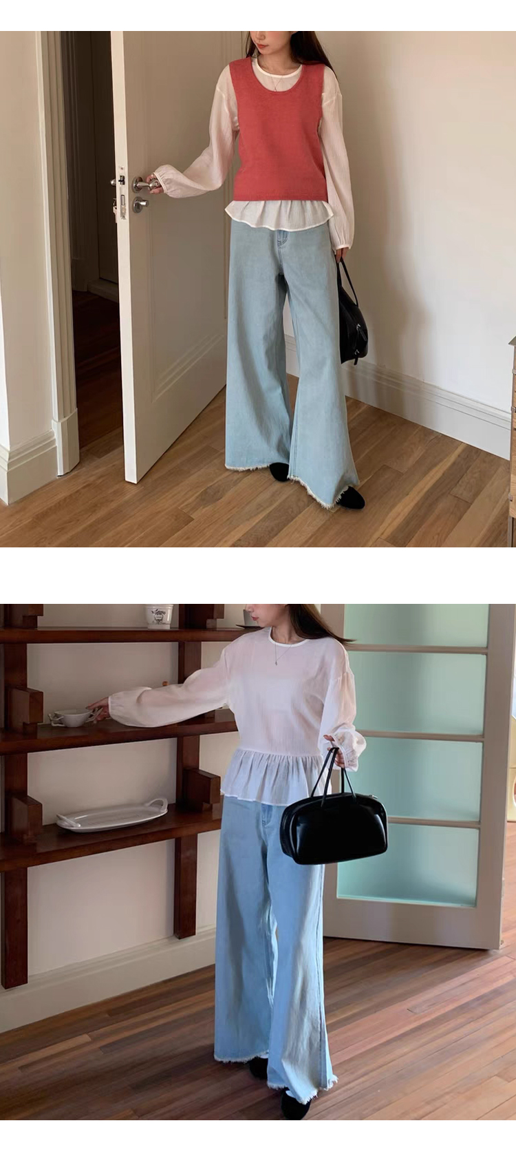 무료 [ONN/[BL616]셔링 시스루 블라우스/데일리/필수템/스타일링 아이템/넉넉한 사이즈