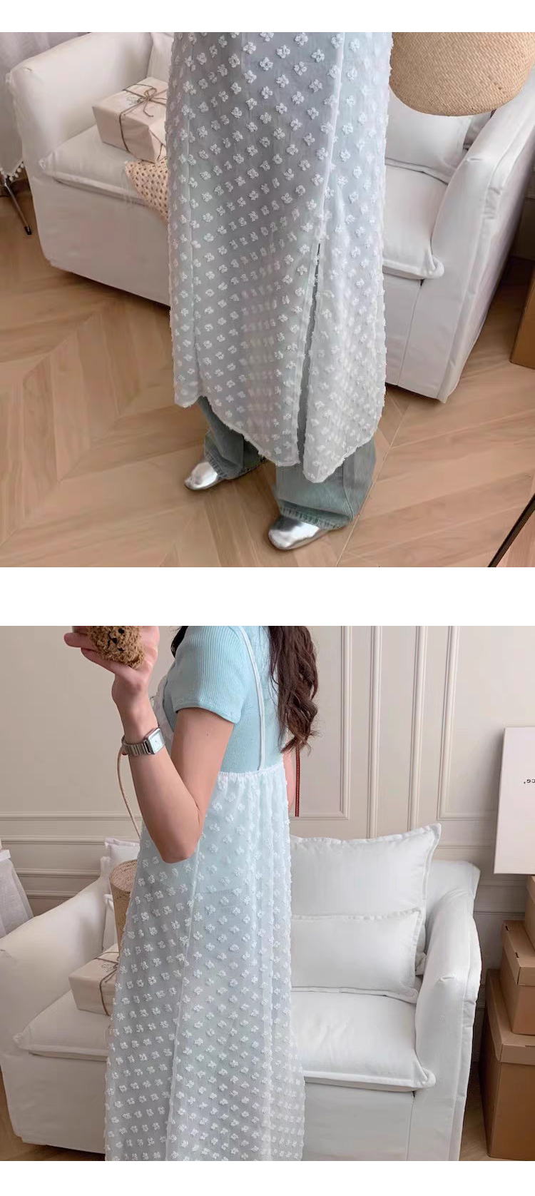 무료 [ONN/[OPS1438]시스루 플라워 나시 롱 원피스/데일리/필수템/스타일링 아이템/소프트한/늘씬함/시크함/ 데이트룩/ 모임룩