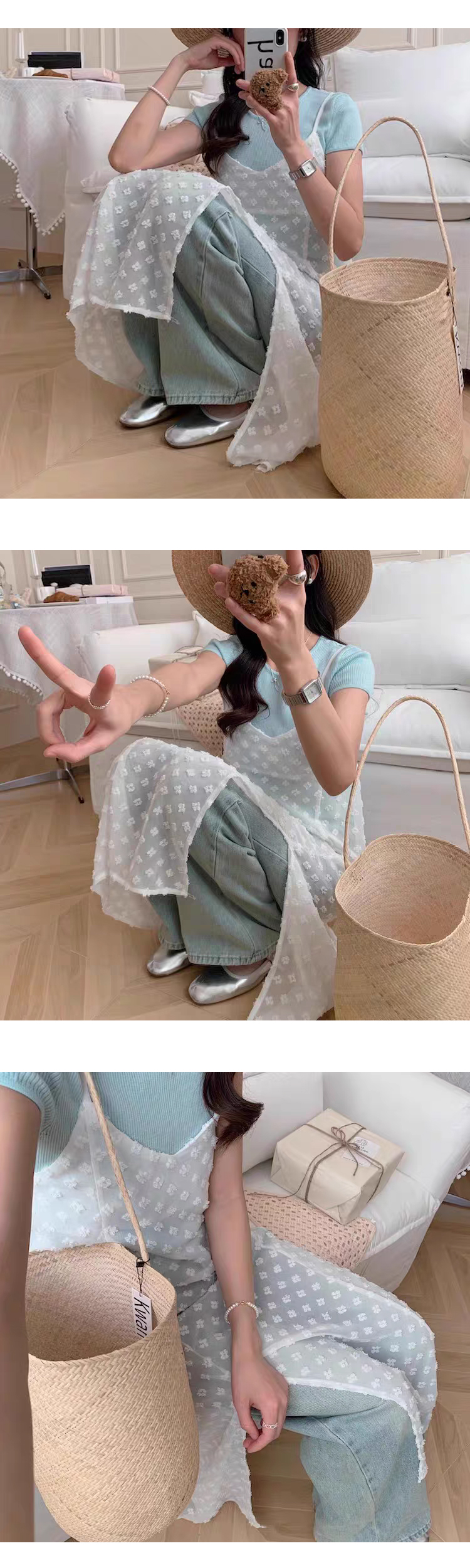무료 [ONN/[OPS1438]시스루 플라워 나시 롱 원피스/데일리/필수템/스타일링 아이템/소프트한/늘씬함/시크함/ 데이트룩/ 모임룩