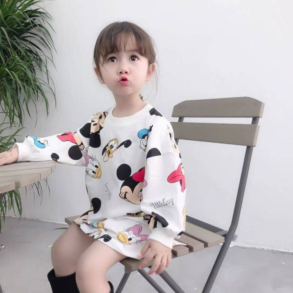 [DOO]45301755/마우스 긴팔원피스/ 미키 미니 캐릭터 여아원피스 면원피스 여아치마 유아원피스