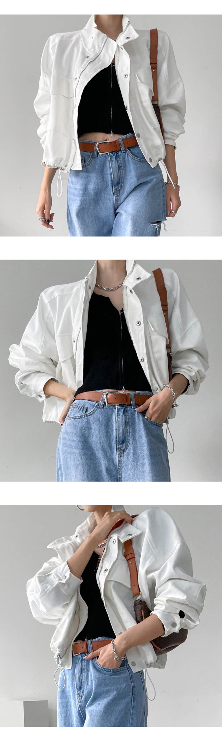 무료[ONN][JP126]하이넥 오버핏 스트링 크롭 야상 점퍼/데일리코디/ 빅사이즈/데일리룩/고퀄리티/극찬룩/데일리코디/데일리룩