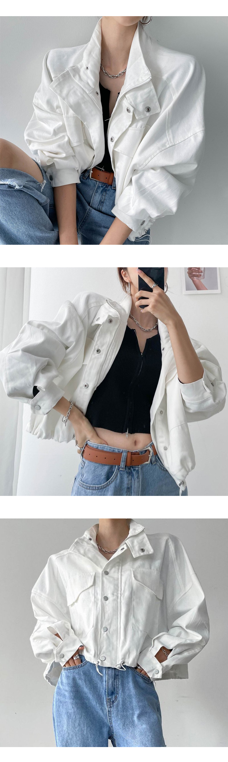 무료[ONN][JP126]하이넥 오버핏 스트링 크롭 야상 점퍼/데일리코디/ 빅사이즈/데일리룩/고퀄리티/극찬룩/데일리코디/데일리룩
