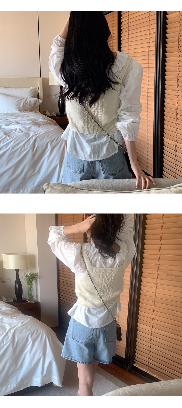 무료[ONN/[BL615]프릴 카라 스트링 블라우스 러블리  끈 리본 로맨틱 은은한 코튼 블라우스 캠퍼스룩 데이트룩