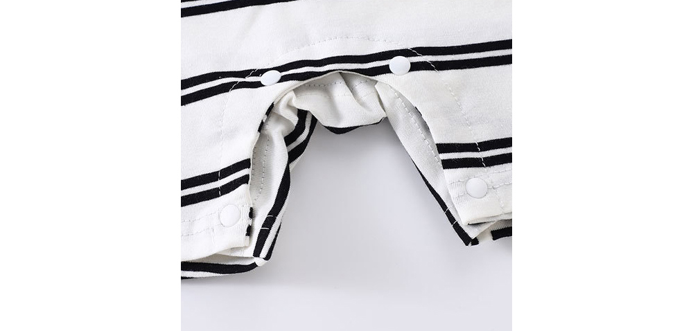 [DOO]46556235 팬더 스카프 줄무늬 우주복 곰돌이 세라복 남아 여아 브이넥 타이 스타일 아기 반팔 셔츠