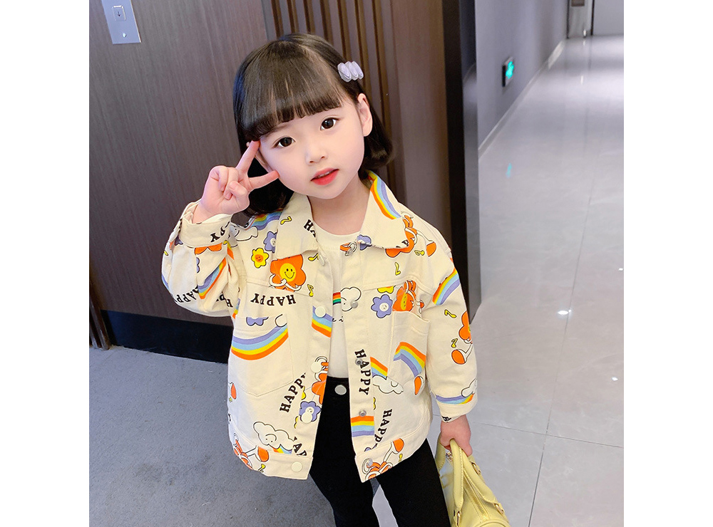 [DOO]28308970 무지개 꽃송이 자켓  구름 해피 여아 봄 점퍼 어린이 데님 소재 아동 자켓 점퍼