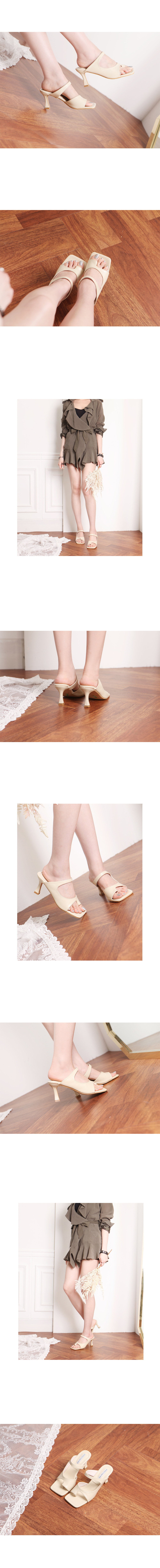 [LUC/ IM.1441 (3color) 스퀘어토 언발컷팅 쪼리 뮬(8cm) 웨지힐 발가락 샌들