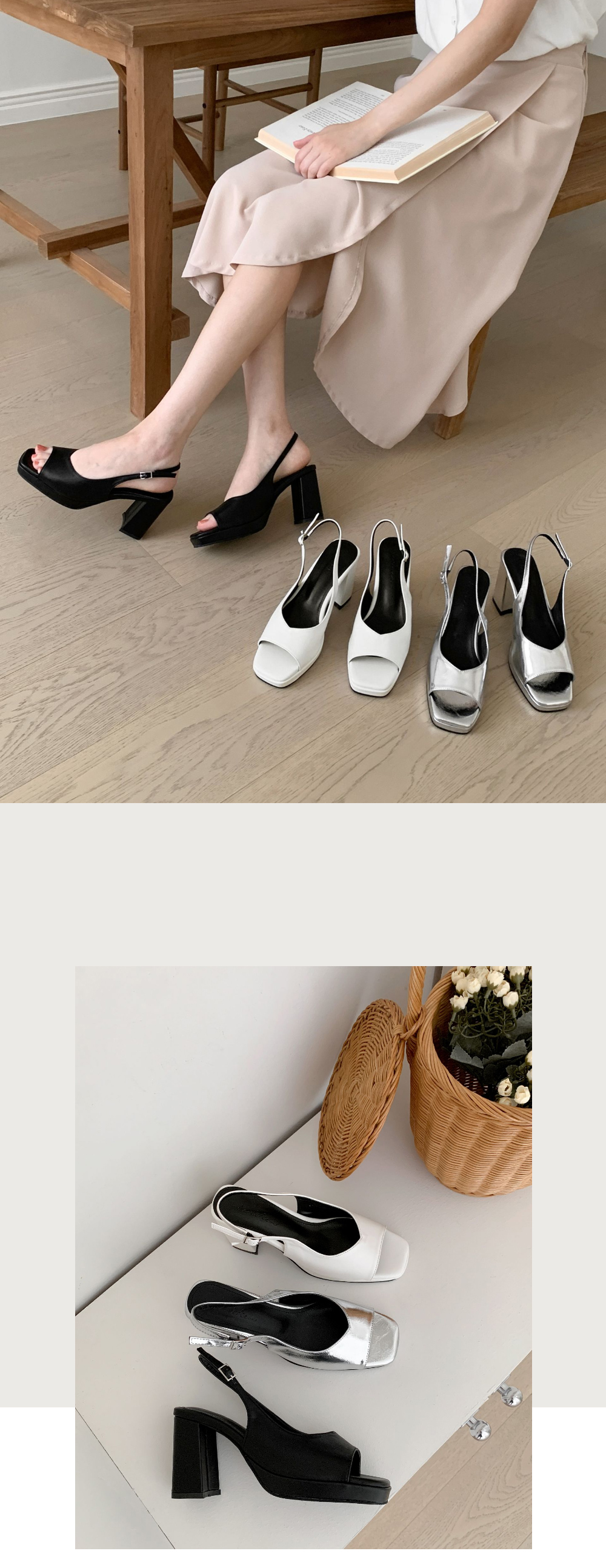 무료/[LUC/  1499 (3color) 베이직 통굽 스트랩 샌들(9cm) 굽높은  샌들  여름 스트랩 구두