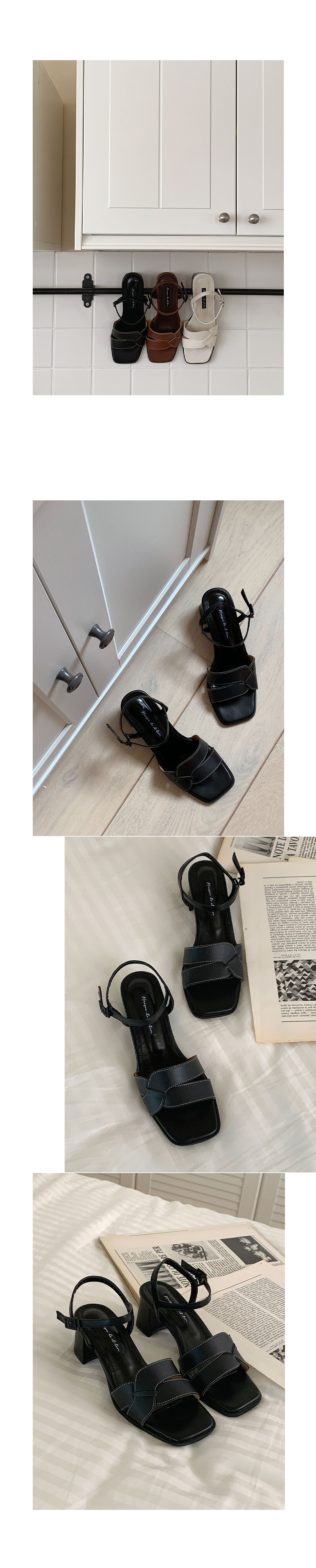 무료 [LUC/  IM.1485 (3color) 소가죽 발목스트랩 통굽 샌들(7cm) 캐주얼  세련된 단화 고급진  발편한  정장화 