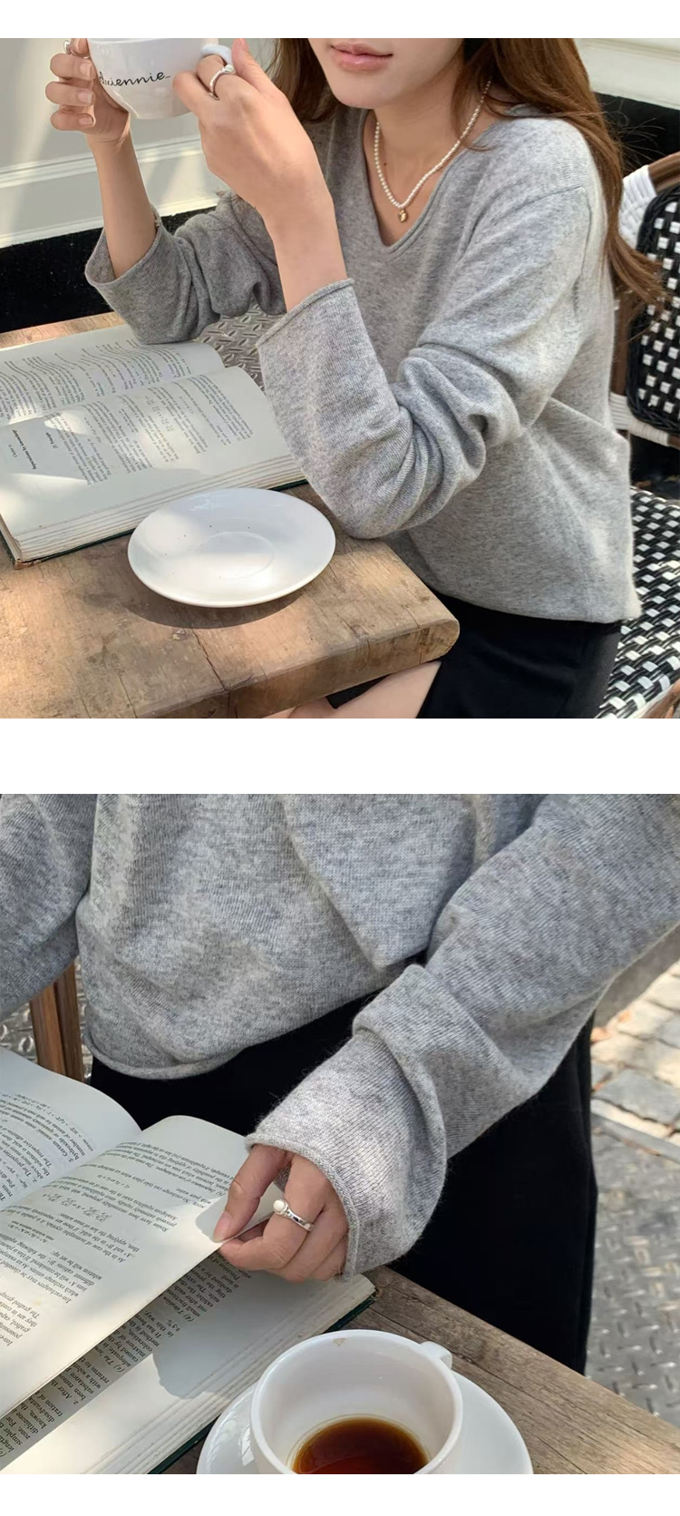 무료 ONN/ [NT646]돌돌이 브이넥 니트 체형커버 브이라인 여리여리 데일리룩 모던 스타일 꾸아꾸룩 데이트룩