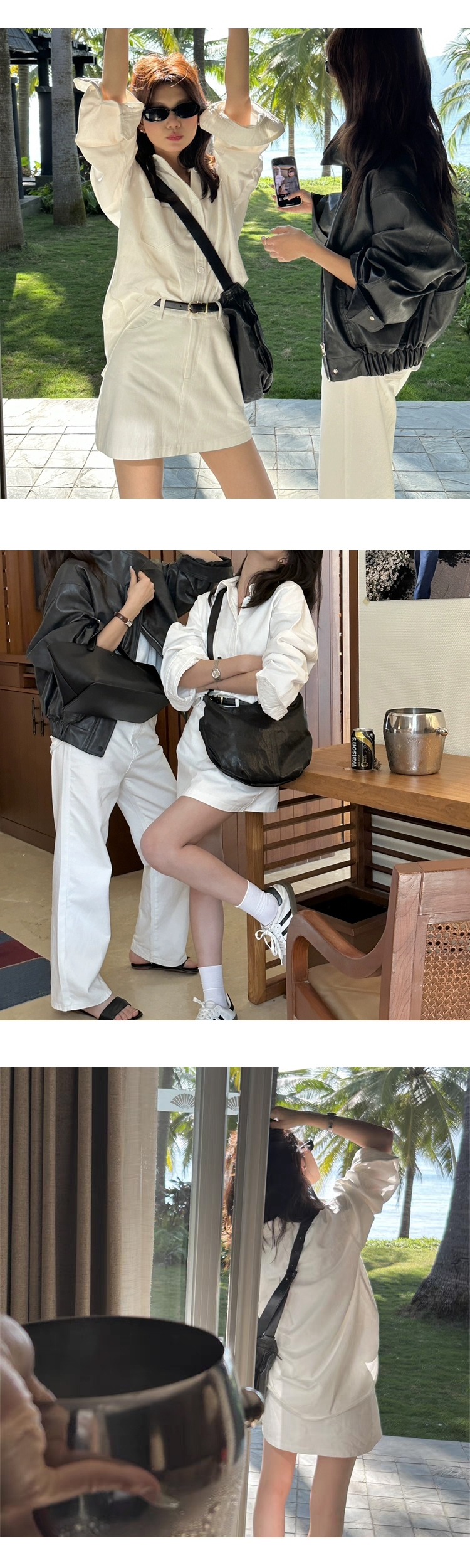 무료 ONN [SET331] 세트 제품 카라넥 포켓 루즈핏 미니스커트 루즈핏 셔츠 미니 스커트 투피스 무지 셔츠