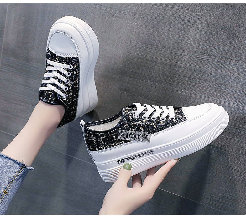 DOO 51408886편안한 여성 미끄럼 방지 키높이 스니커즈 운동화 통굽 4CM 화이트 블랙 225~250