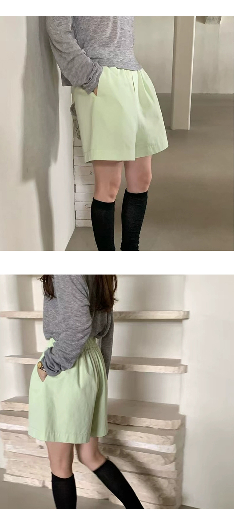 [ONN][PT273]와이드 밴딩 숏팬츠 모임룩 친구 커플 바지 3부 반바지 바캉스룩 아이보리 민트 네이비 옐로우 바이올렛