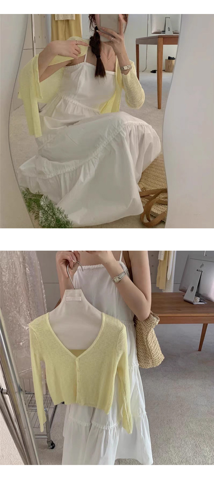 [ONN][CD562]파인 브이넥 시스루 골지 브이넥 크롭 가디건 숏한 길이 여리여리 은은한 비침 비치룩 색상다양